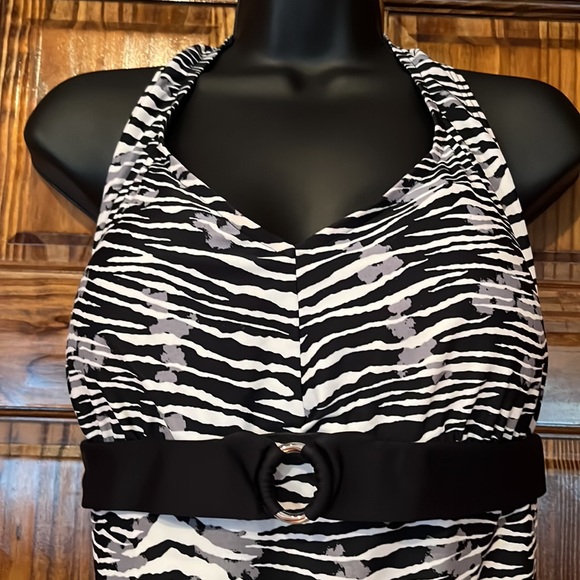 Zebra Print Halter Tankini Top - Picture 3 of 8